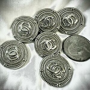 🤩Silver Brocade/CC style/25mm=Quarter/Shankback replacement buttons/weig…